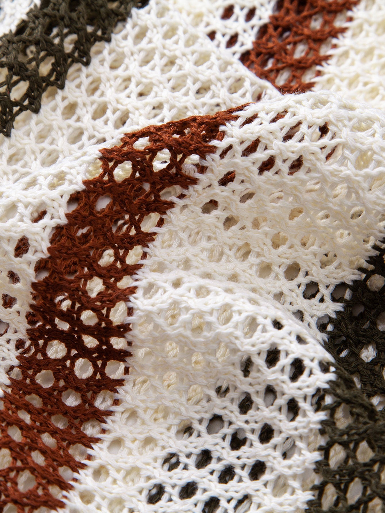 Striped Crochet V Neck Polo & Straight Leg Linen Pants