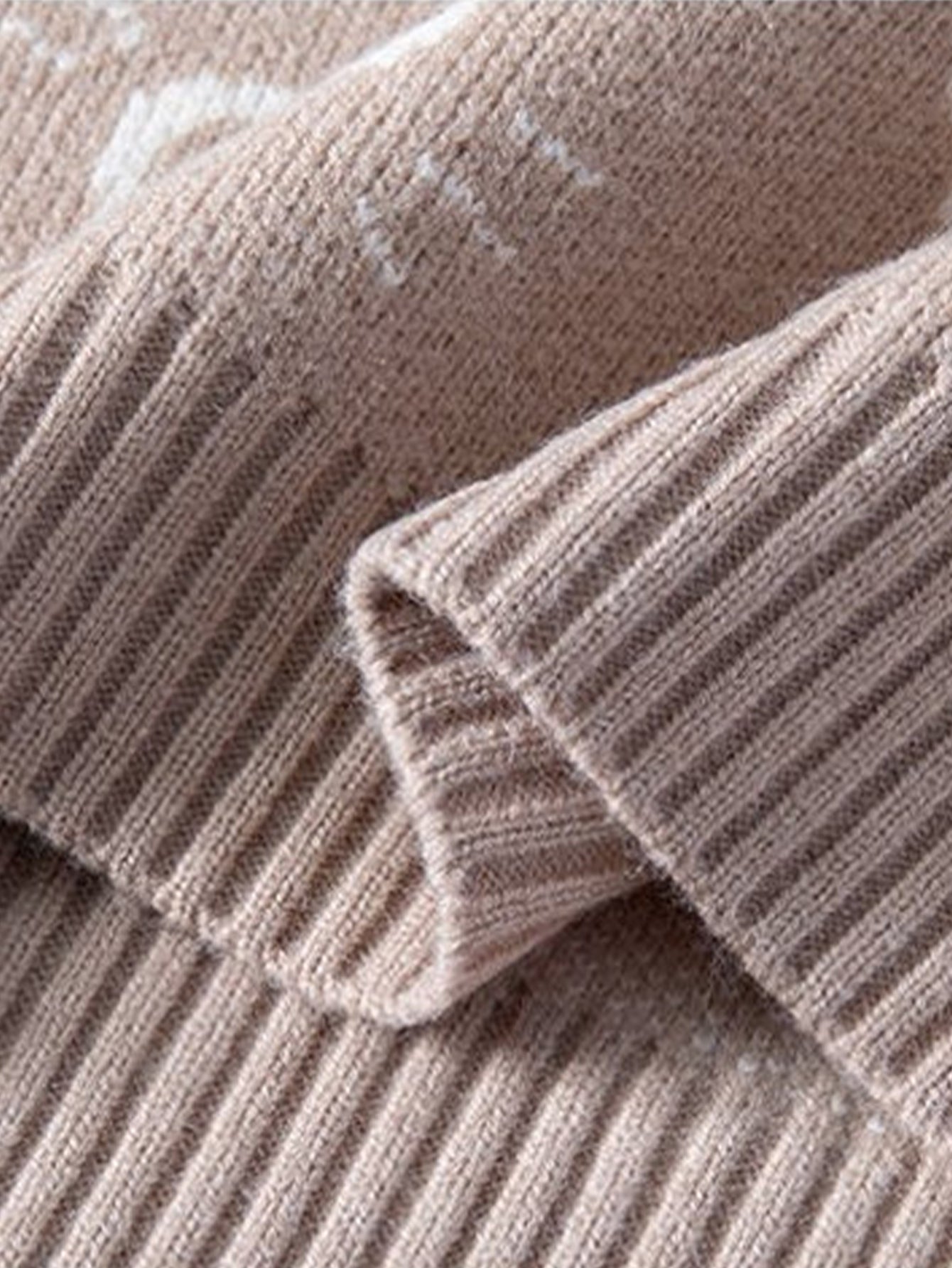 Color Block Cat Print Crew Neck Sweater