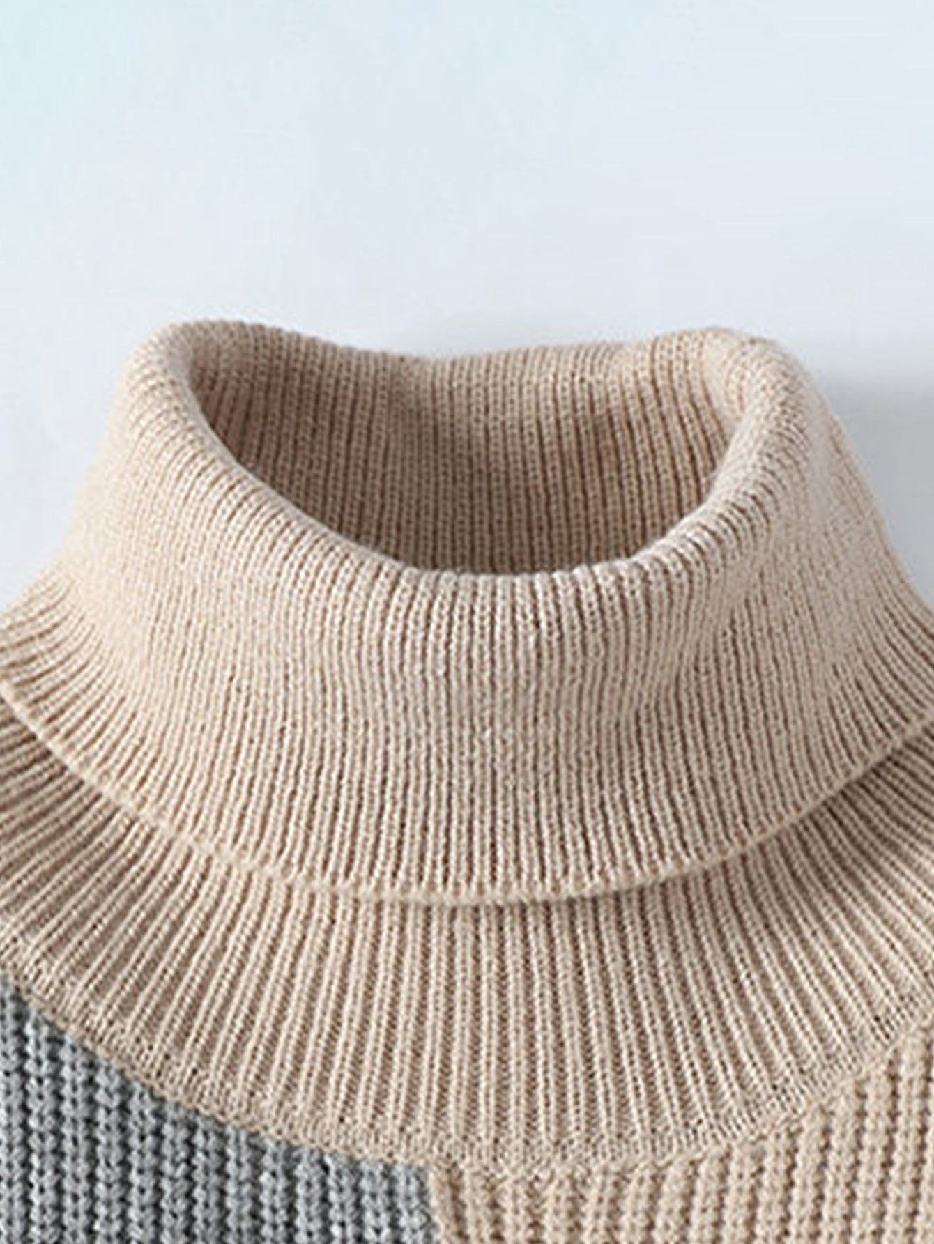 Color Block Turtle Neck Sweater