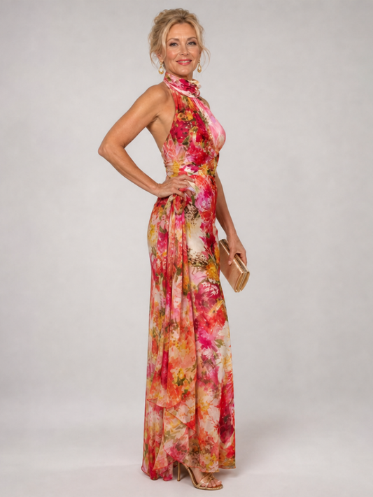 Elisabetta⢠Halter Neck Floral Print Maxi Dress