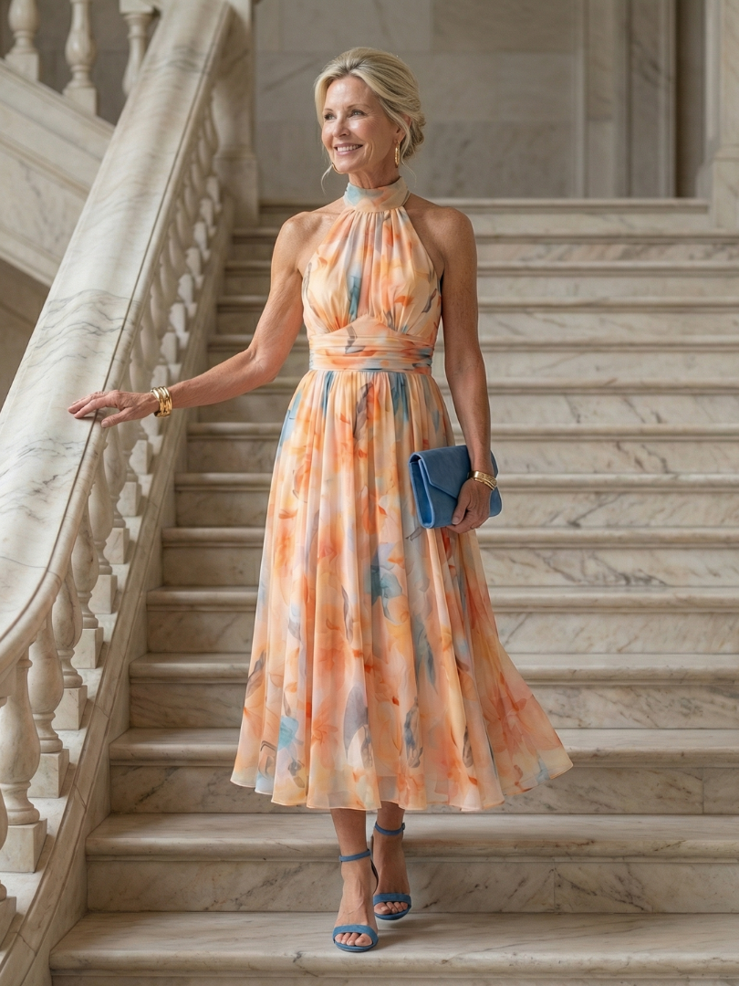 ARVELYNE™ | Soft Halter Midi Dress