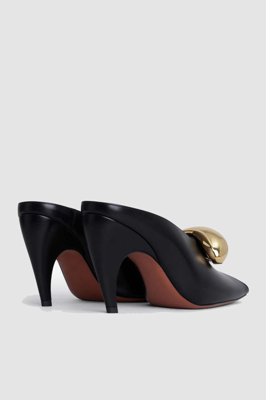 Eleanor Hardware Buckle Fish Mouth Leather Mules