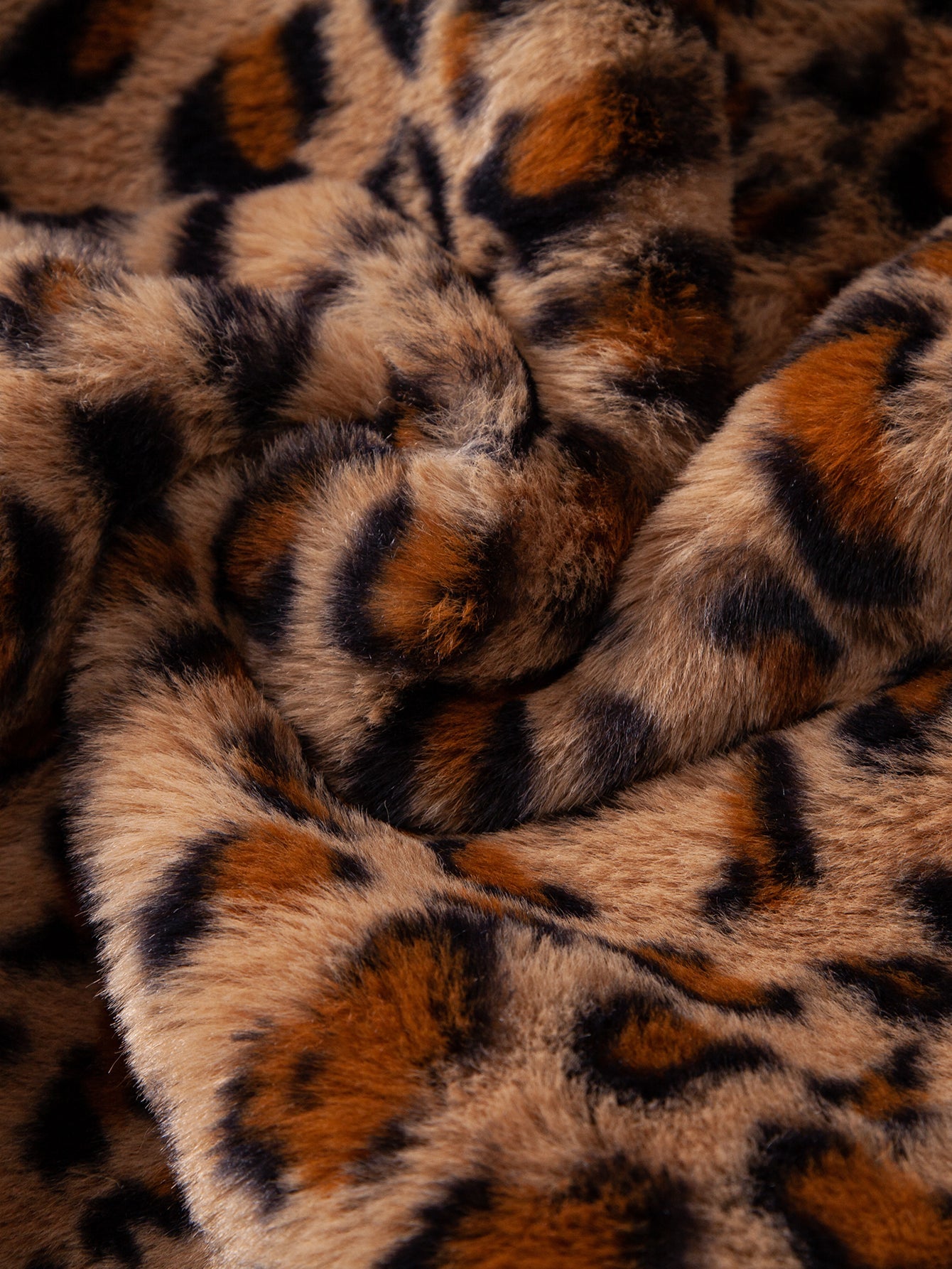 Faux Fur Leopard Hooded Overcoat