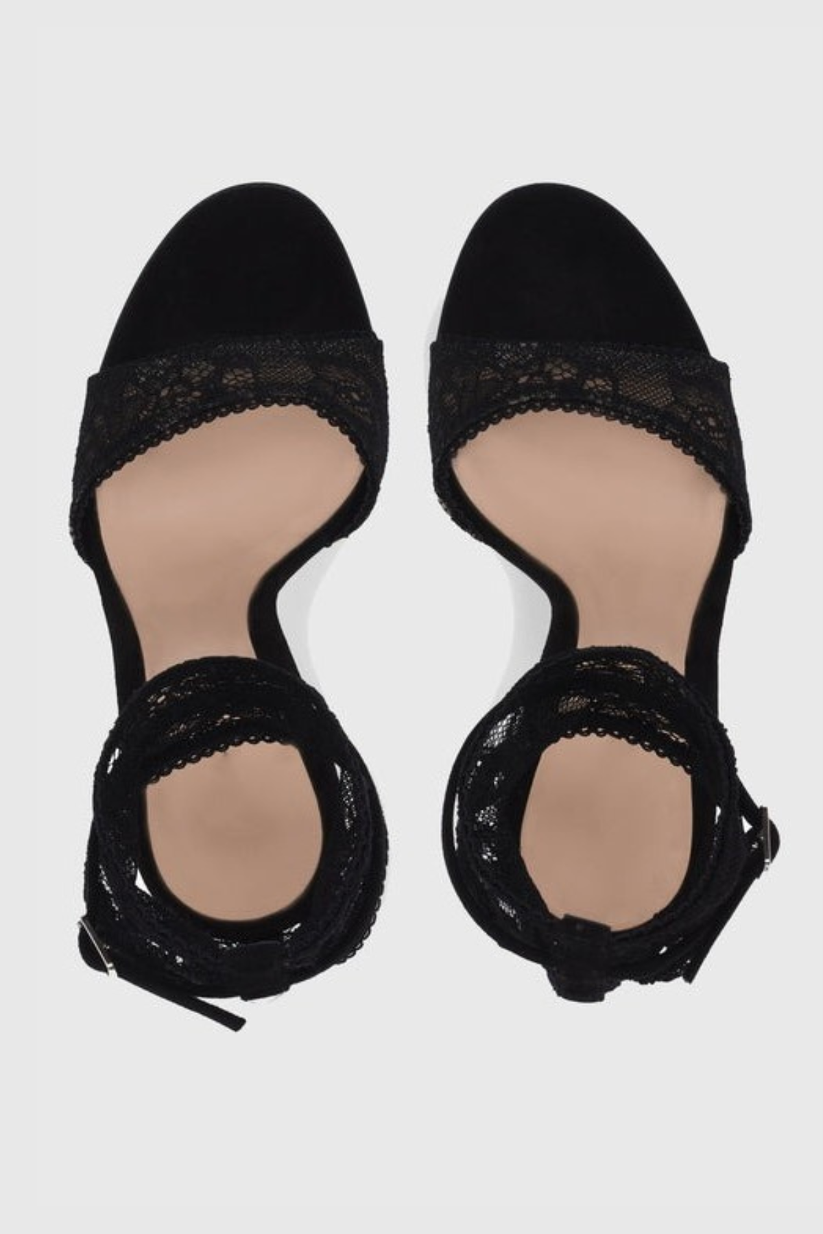 Florence Lace Strap Sandals - Black