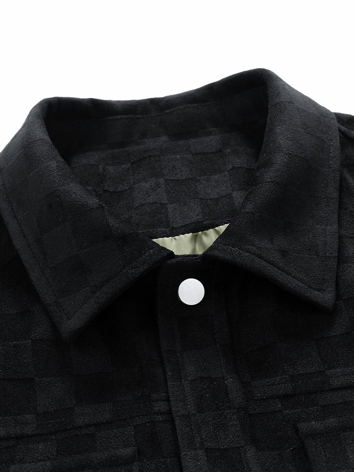 Checkered Faux Suede Pocket Jacket