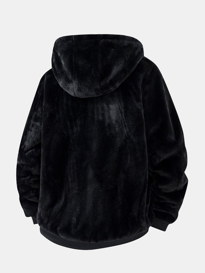 Faux Fur Animal Print Hooded Jacket