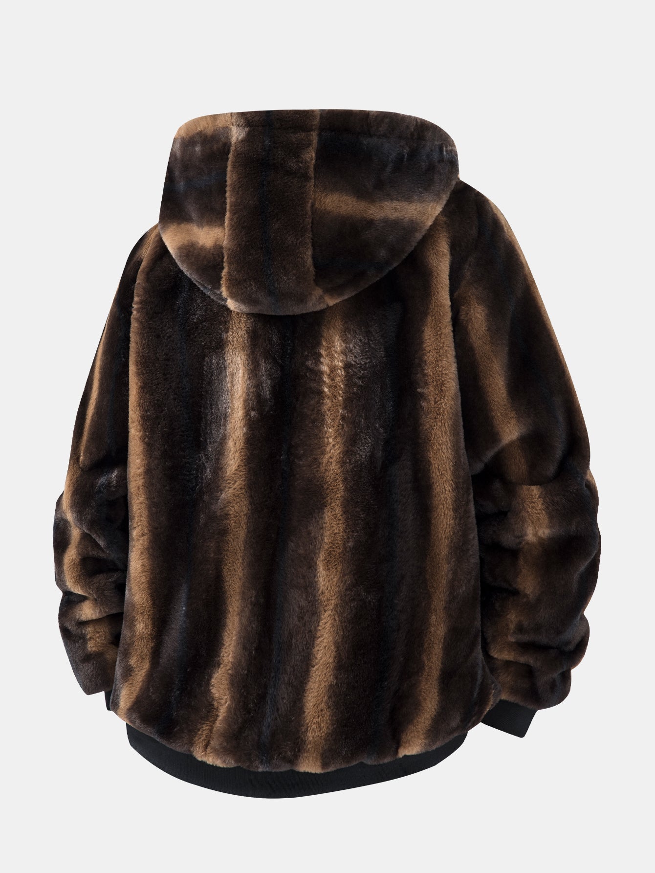 Faux Fur Animal Print Hooded Jacket