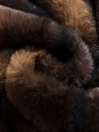 Faux Fur Animal Print Hooded Jacket