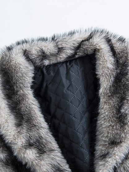 Faux Fur Shawl Collar Overcoat