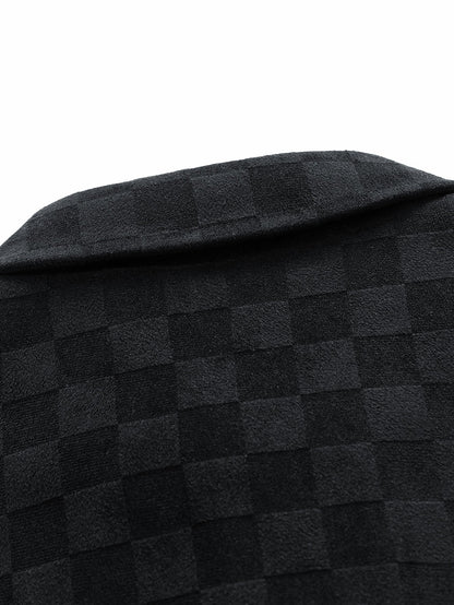 Checkered Faux Suede Pocket Jacket