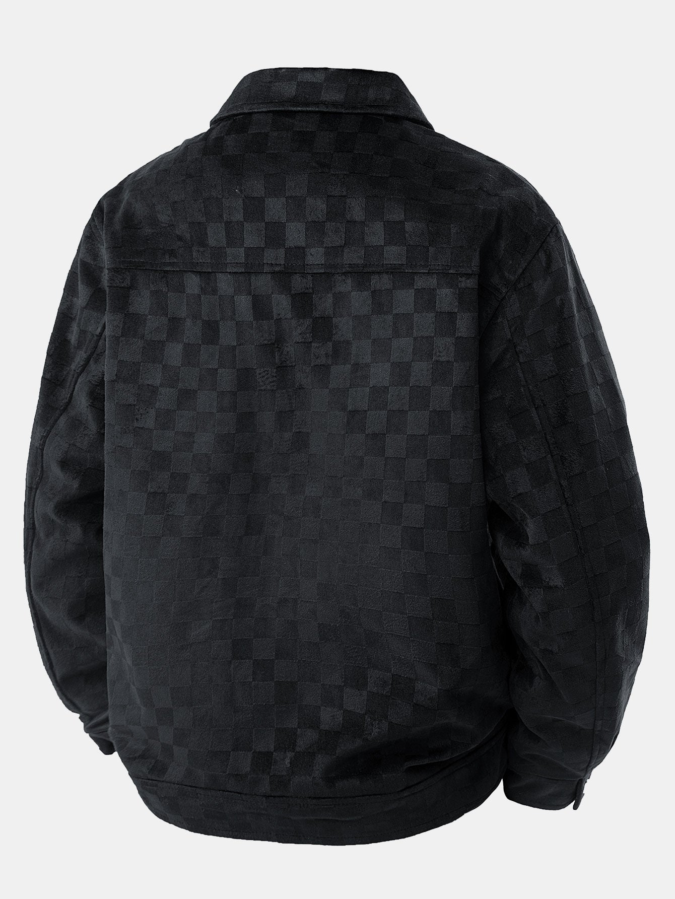 Checkered Faux Suede Pocket Jacket