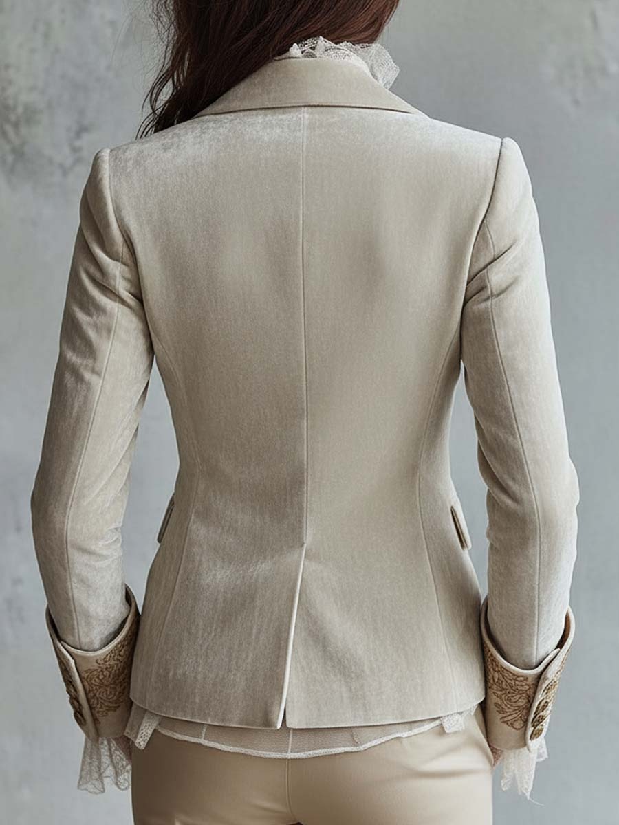 Ivory Embroidered Tailored Women's Blazer