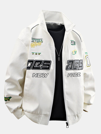 Embroidered Racing Leather Jacket
