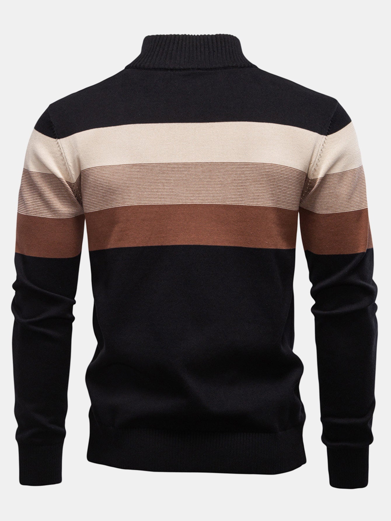 Contrast Stripe Quarter Zip Sweater