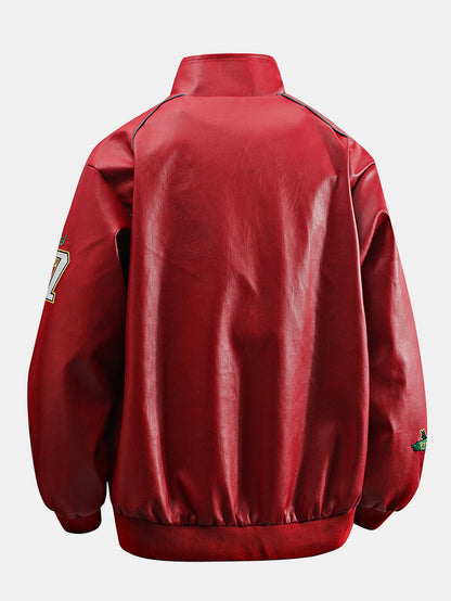 Embroidered Racing Leather Jacket