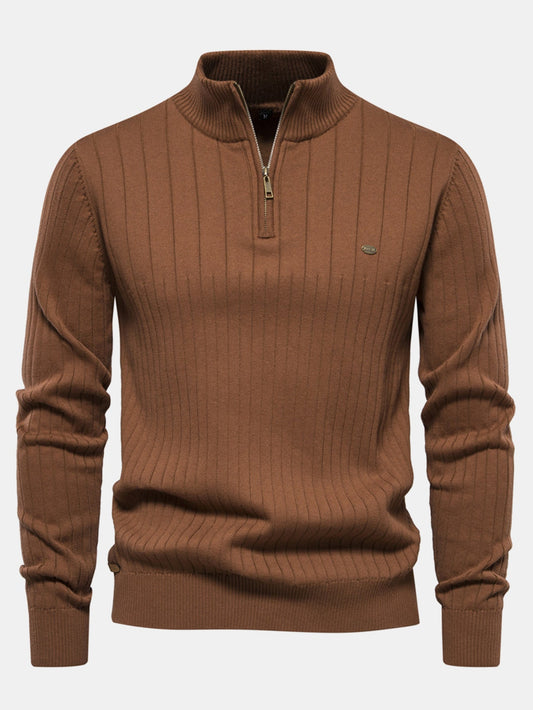 Stripe Quarter-Zip Sweater