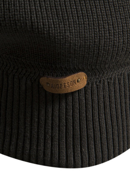 Color Block Zipper Stand Collar Sweater
