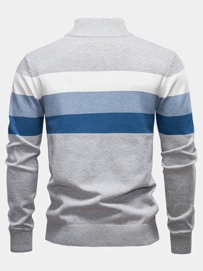 Contrast Stripe Quarter Zip Sweater