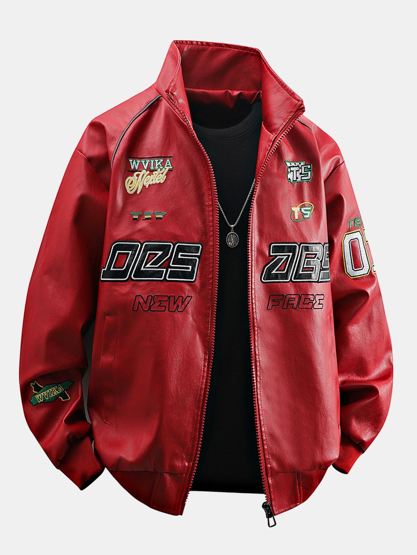 Embroidered Racing Leather Jacket