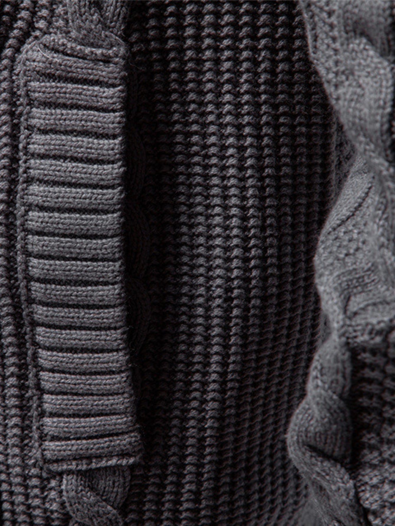 Twist Jacquard Zipper Stand Collar Sweater