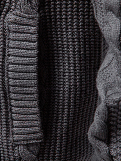 Twist Jacquard Zipper Stand Collar Sweater