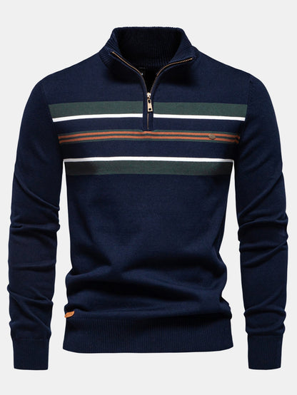 Stripe Quarter-Zip Sweater