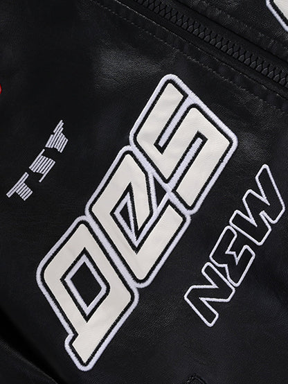 Embroidered Racing Leather Jacket