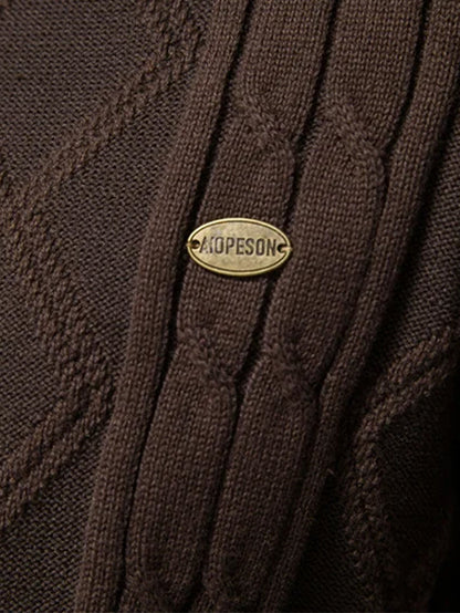 Geometric Jacquard Shawl Collar Cardigan Sweater