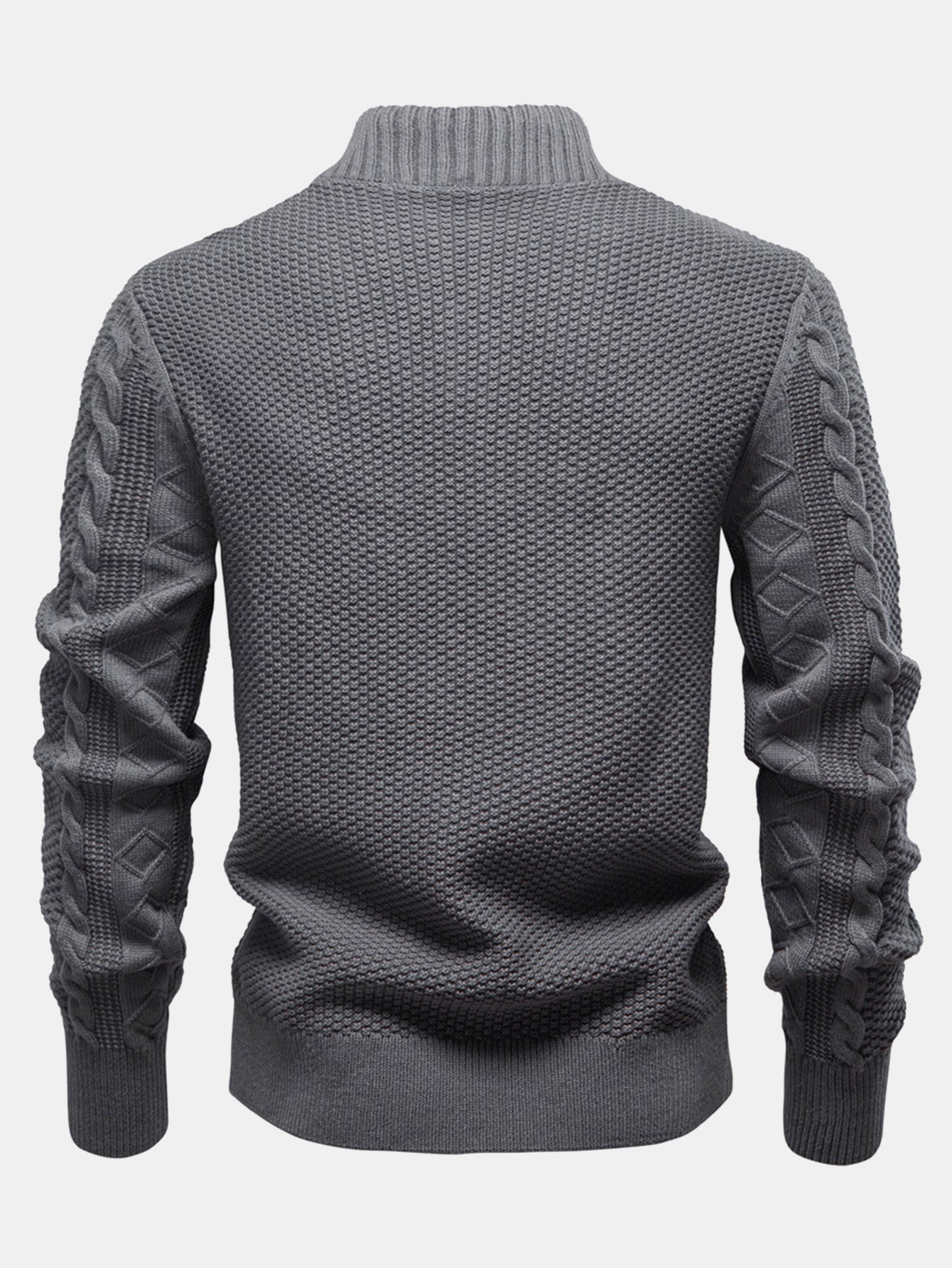 Twist Jacquard Zipper Stand Collar Sweater