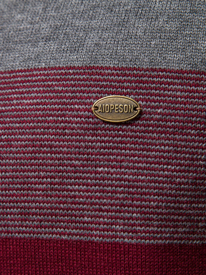 Contrast Stripe Quarter Zip Sweater