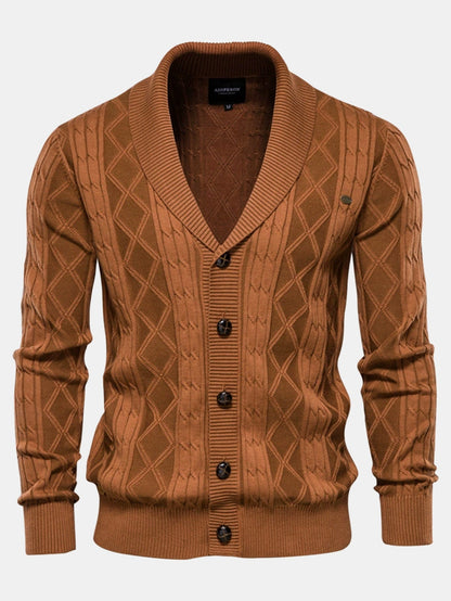 Geometric Jacquard Shawl Collar Cardigan Sweater