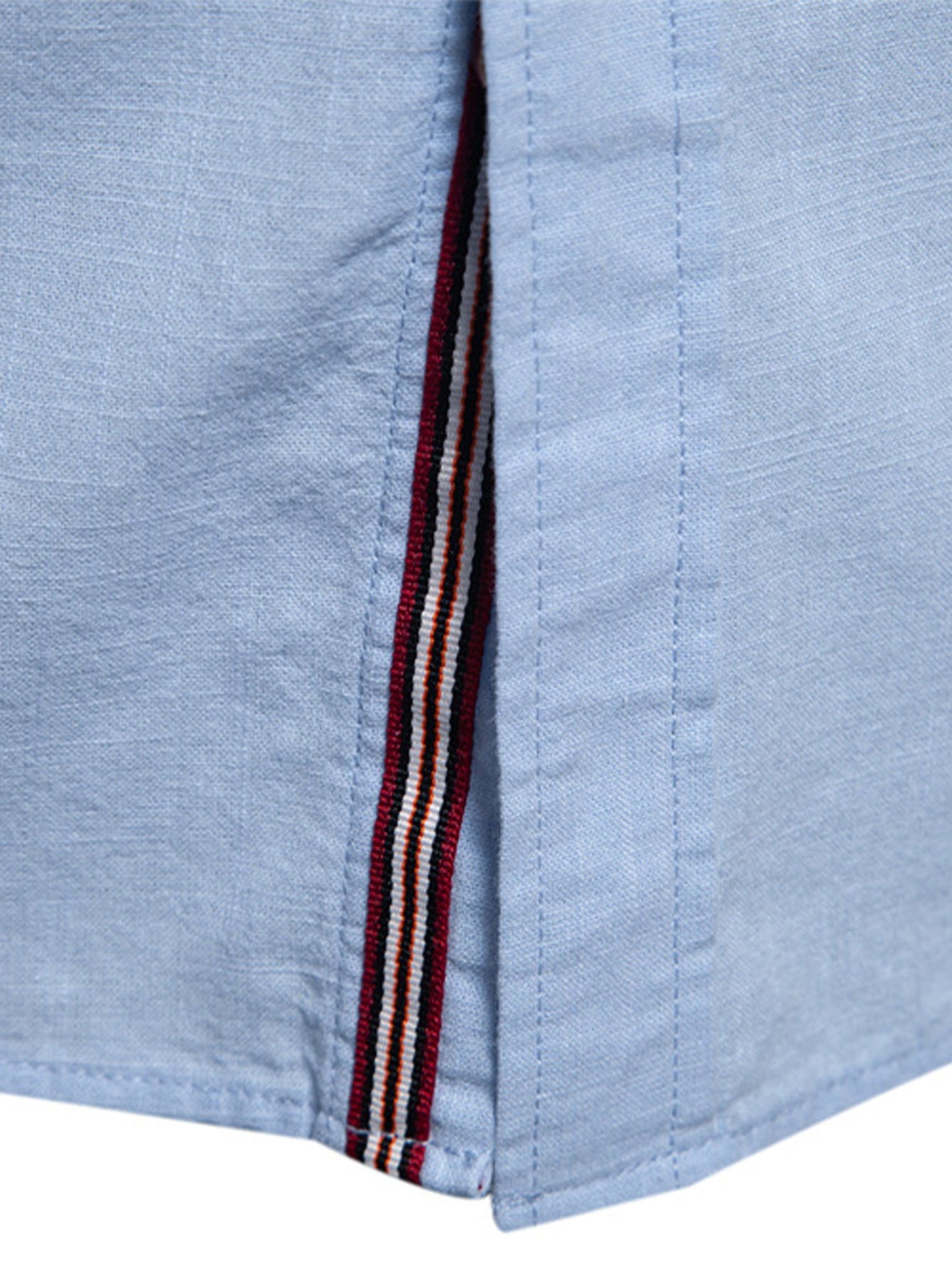 Stand Collar Linen-Effect Shirt
