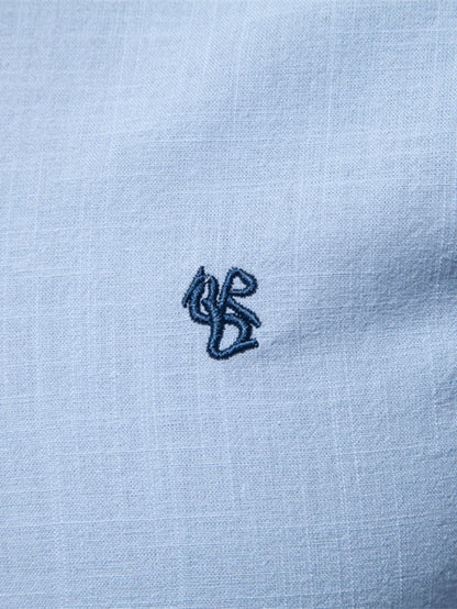 Stand Collar Linen-Effect Shirt