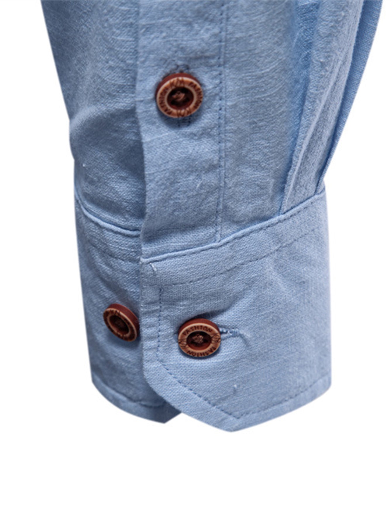 Stand Collar Linen-Effect Shirt