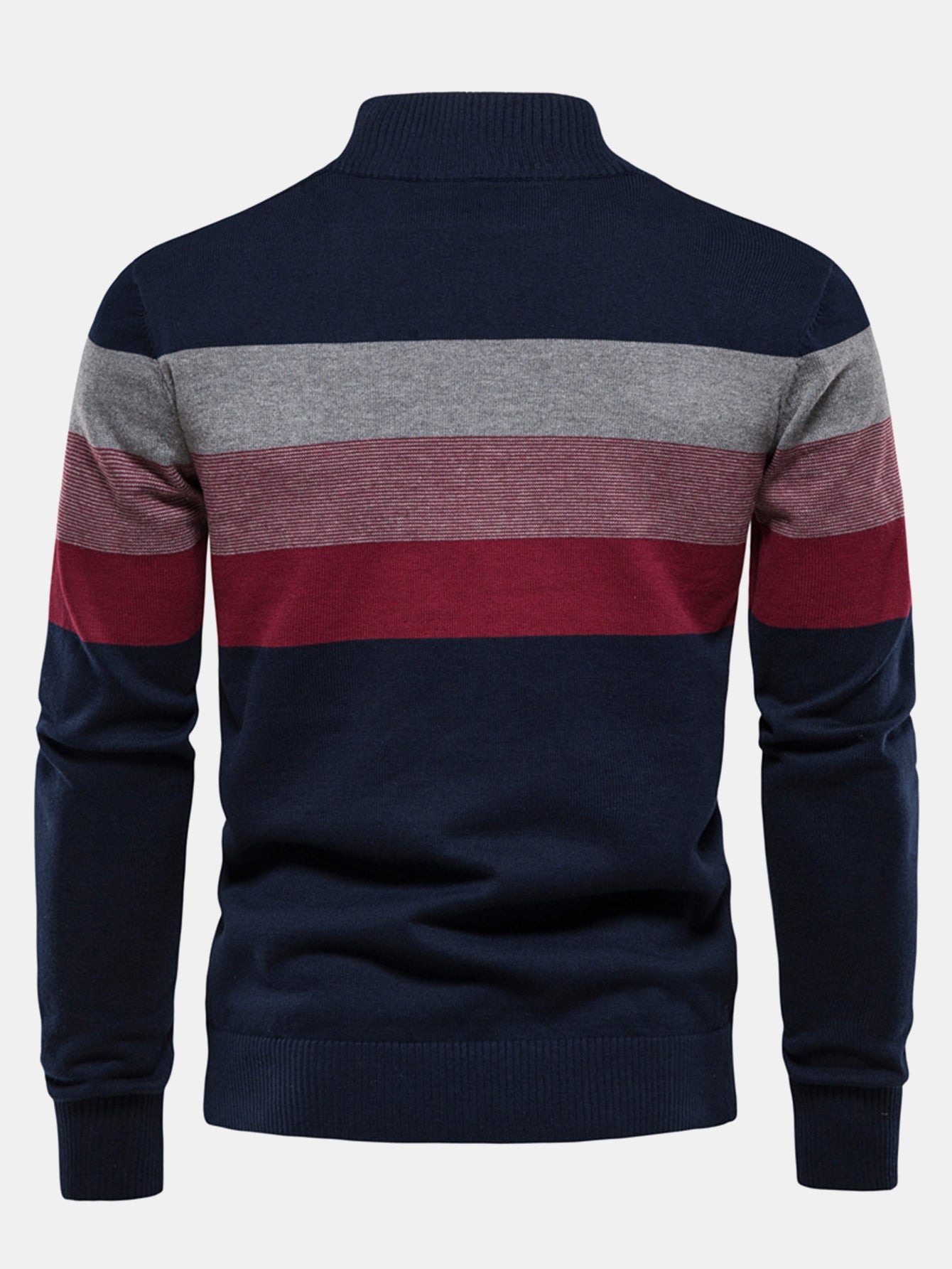 Contrast Stripe Quarter Zip Sweater