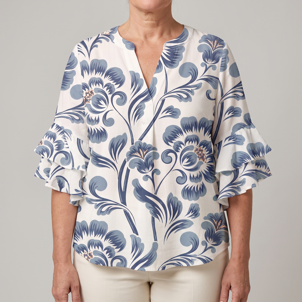 ELENORA WHISPER RUFFLE BLOUSE