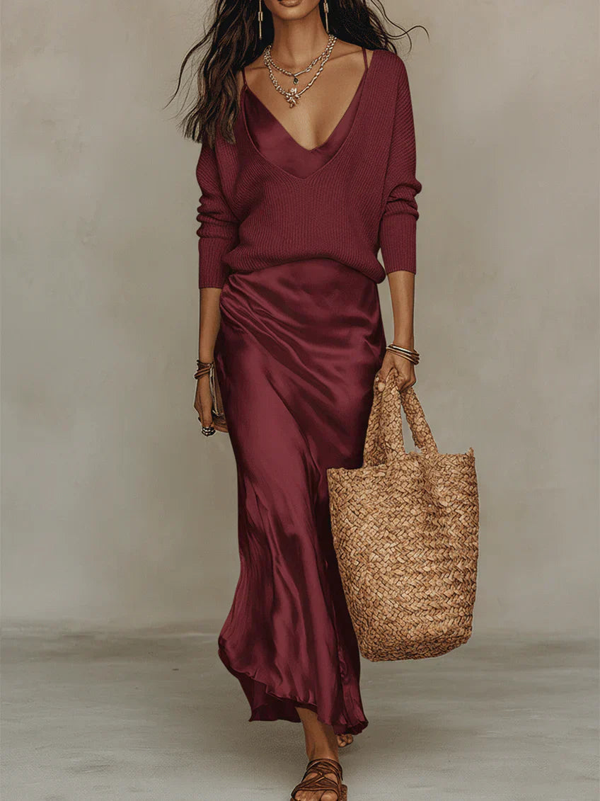 Sophia | Satin Midi Dress