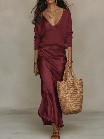 Sophia | Satin Midi Dress