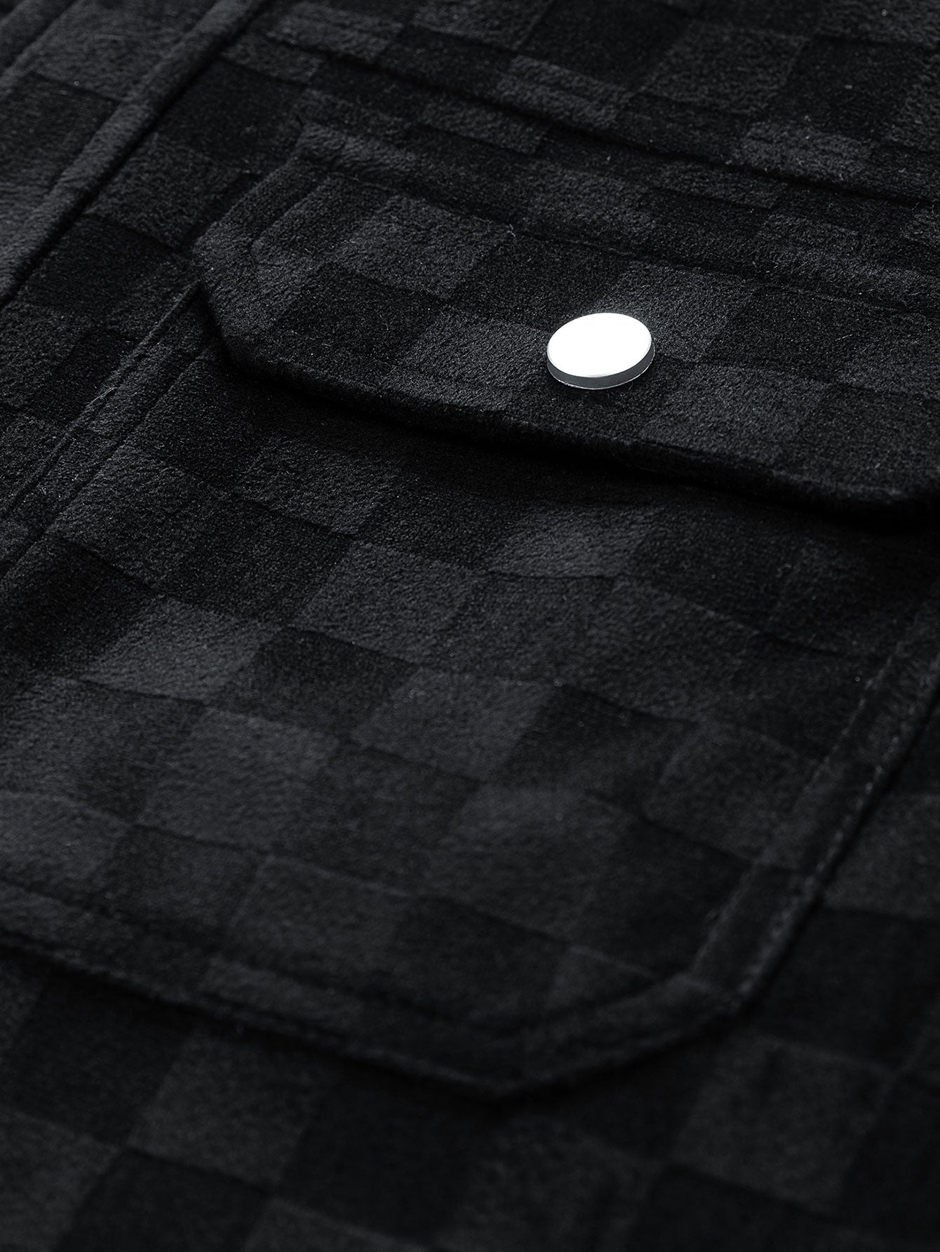 Checkered Faux Suede Pocket Jacket