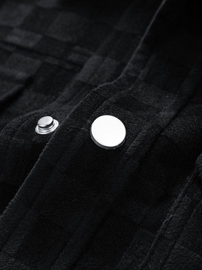 Checkered Faux Suede Pocket Jacket