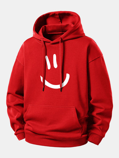 Smiley Face Print Relax Fit Hoodie