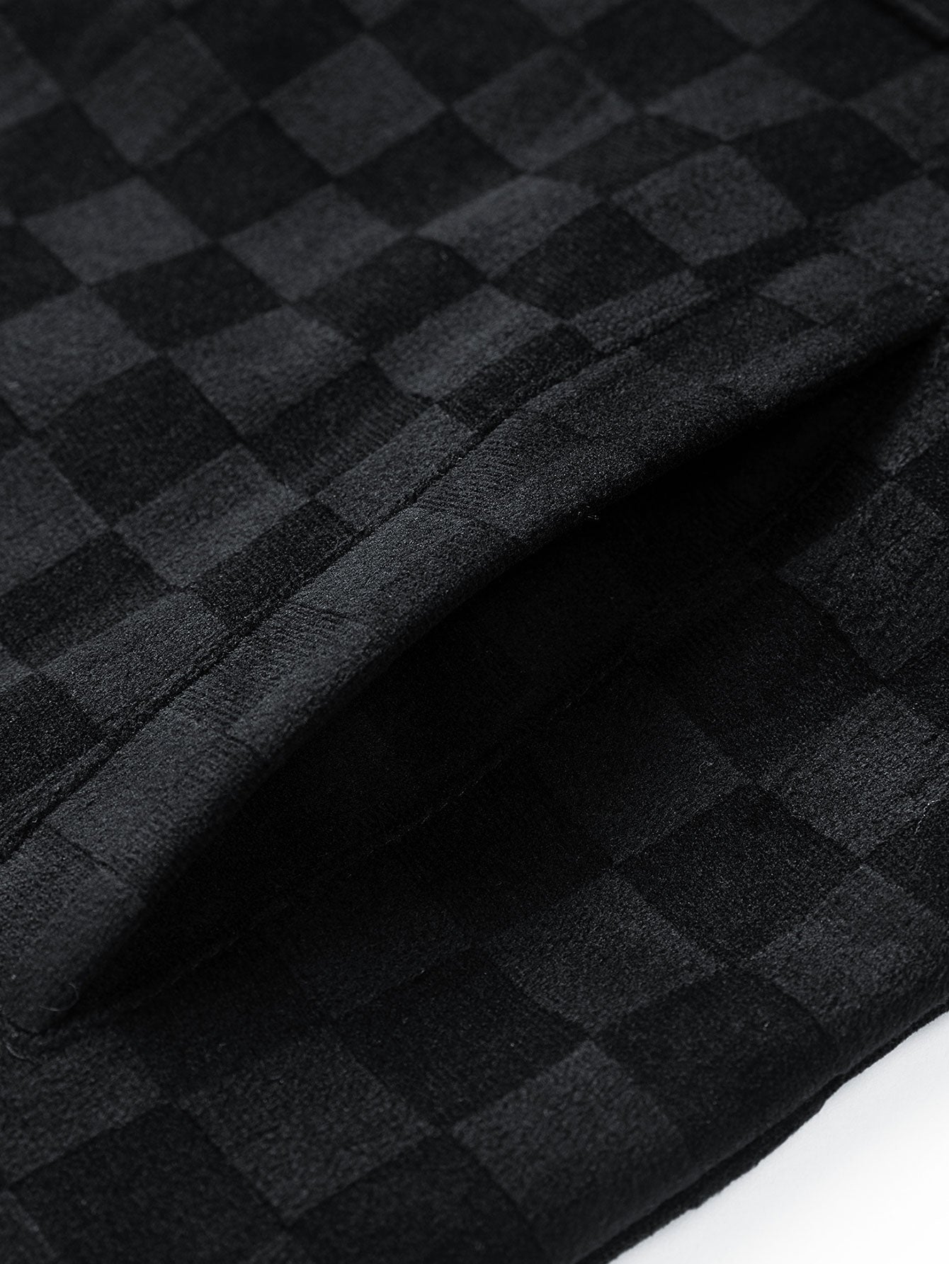 Checkered Faux Suede Pocket Jacket