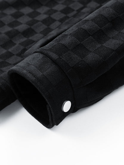 Checkered Faux Suede Pocket Jacket