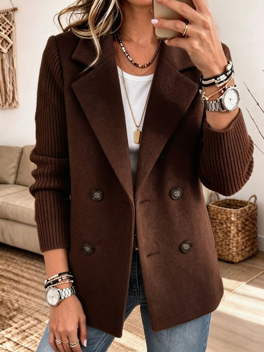 CLARA ELEGANT BLAZER WITH KNIT SLEEVES