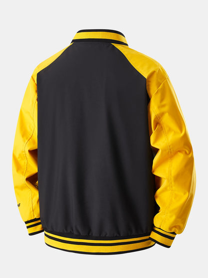 Relax Fit Contrast Embroidery Baseball Jacket