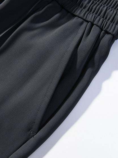 Single Pleat Drawstring Straight Leg Pants