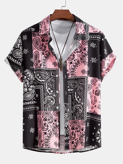 Paisley Print Button Up Shirt & Shorts