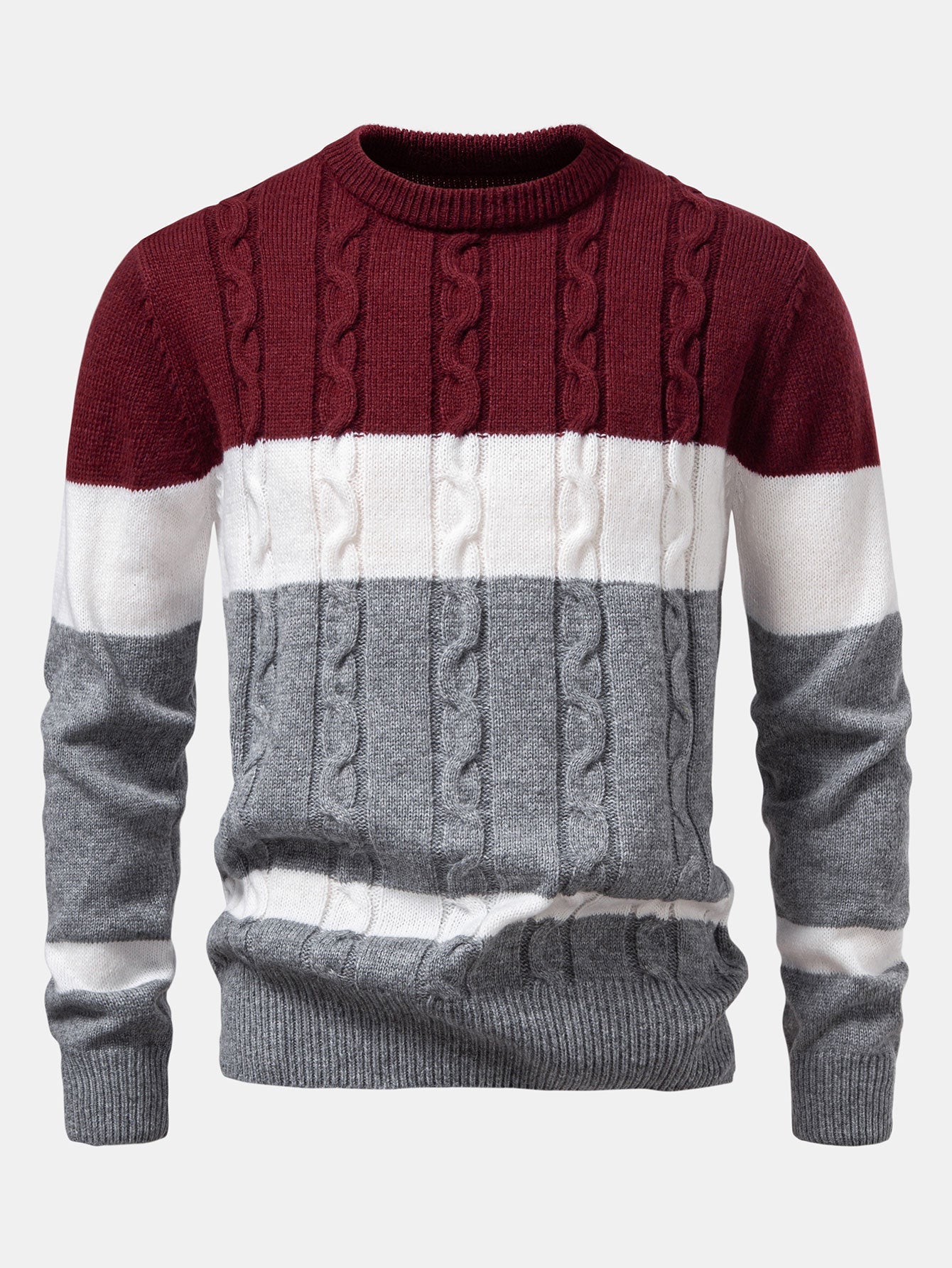 Contrast Twist Jacquard Knit Sweater
