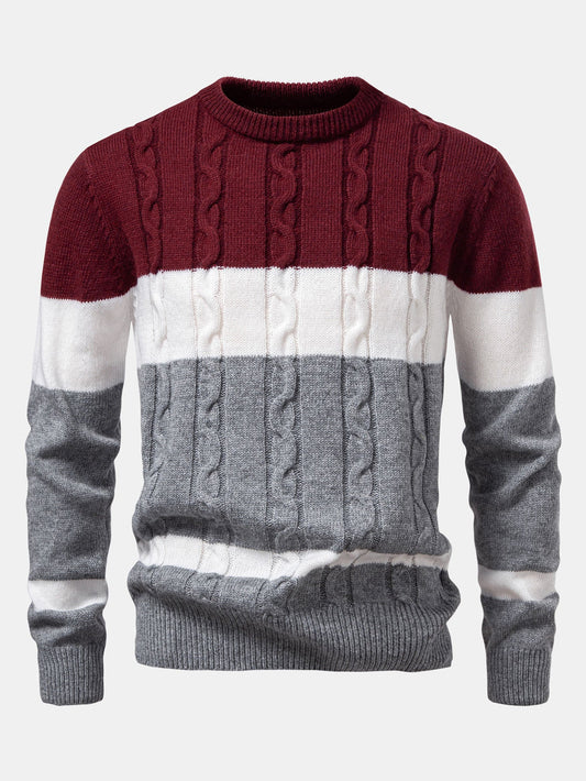 Contrast Twist Jacquard Knit Sweater