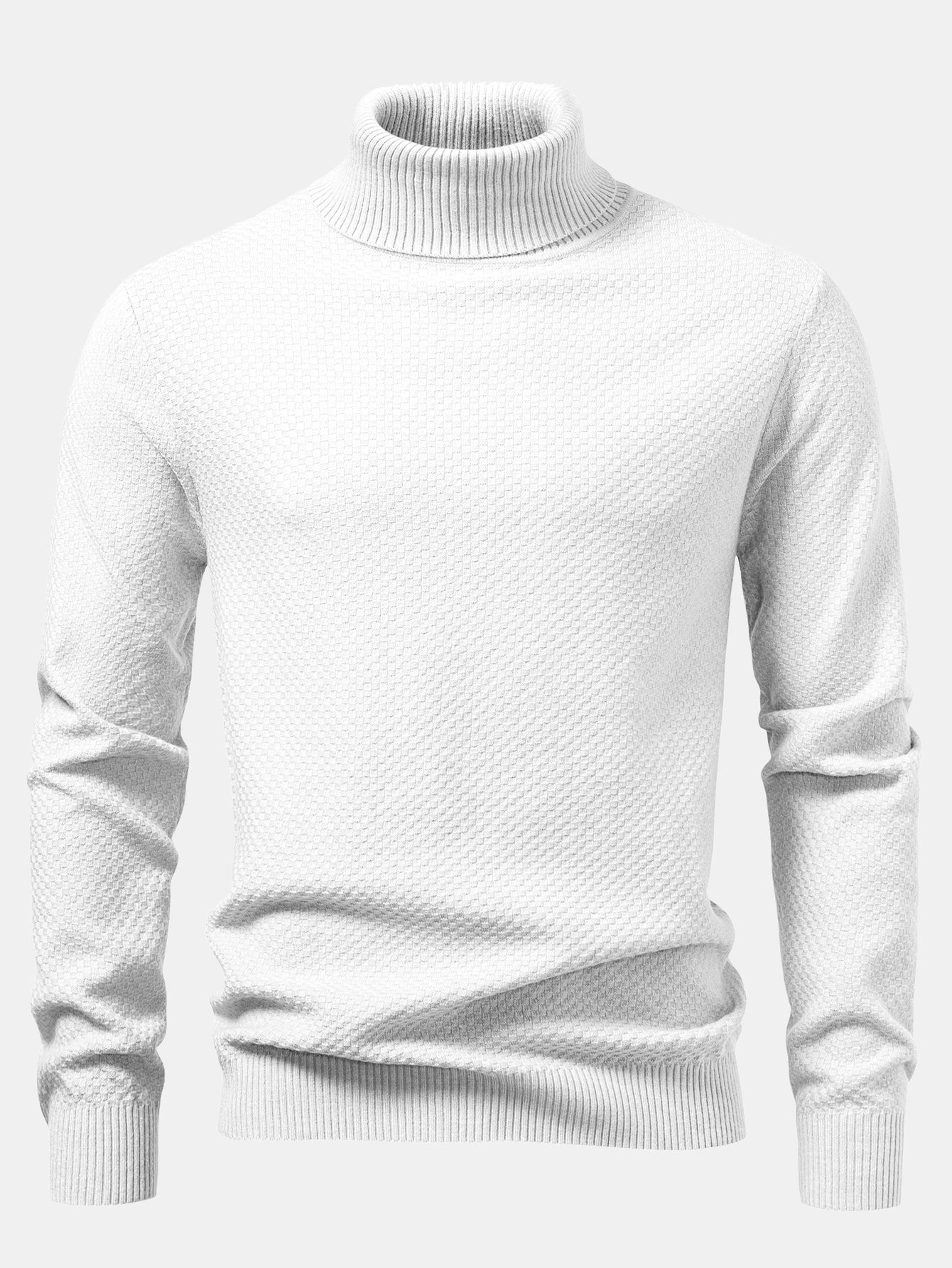 Checkerboard Textured Turtle Neck Sweater